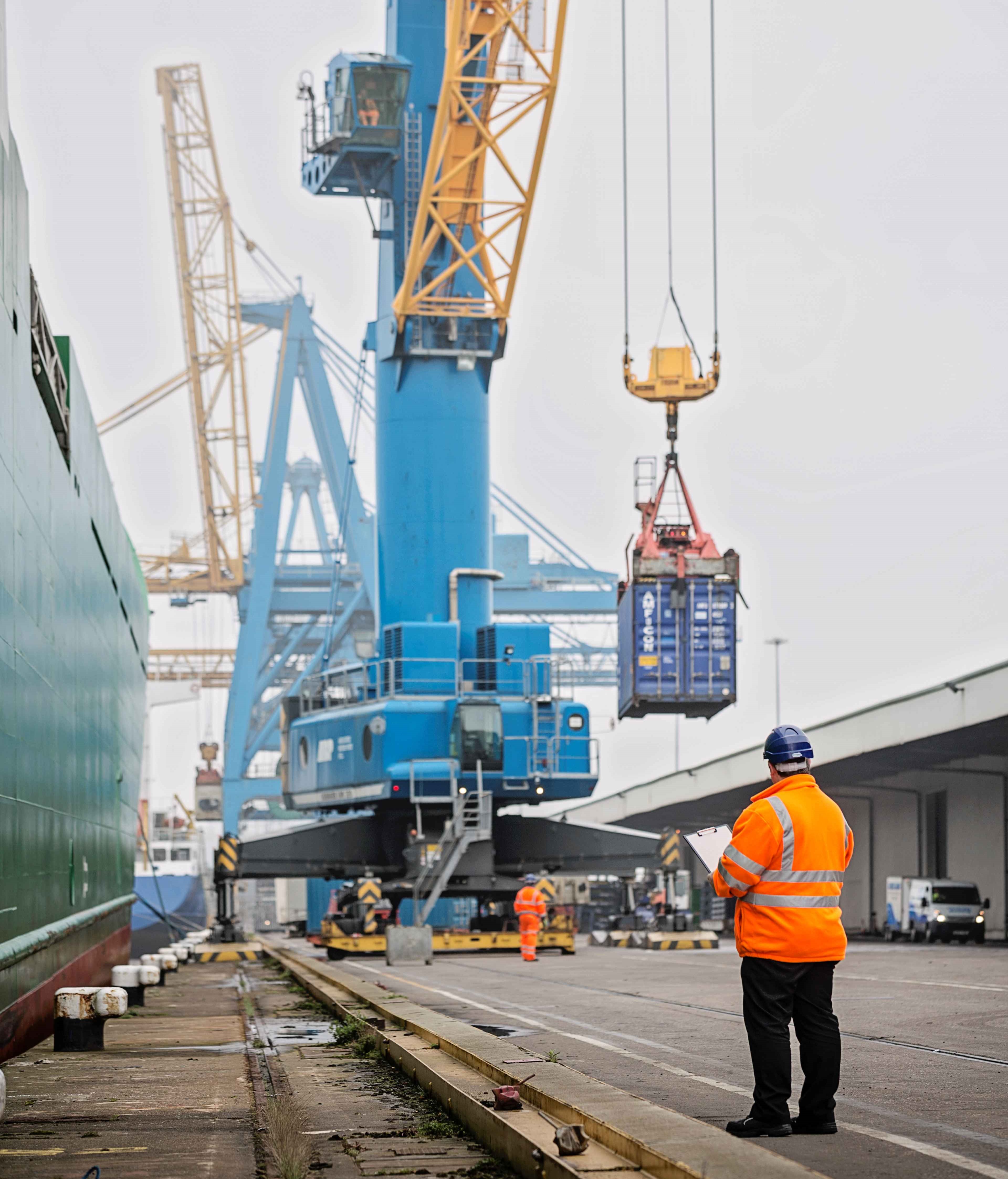 Crane loading cargo at ABP docks