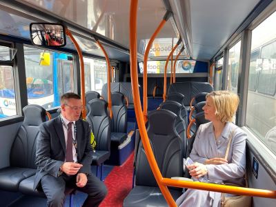 The Mayor on a bus meeting Stagecoach staff